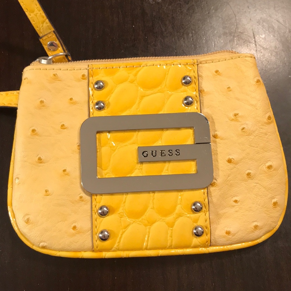Yellow Guess wristlet